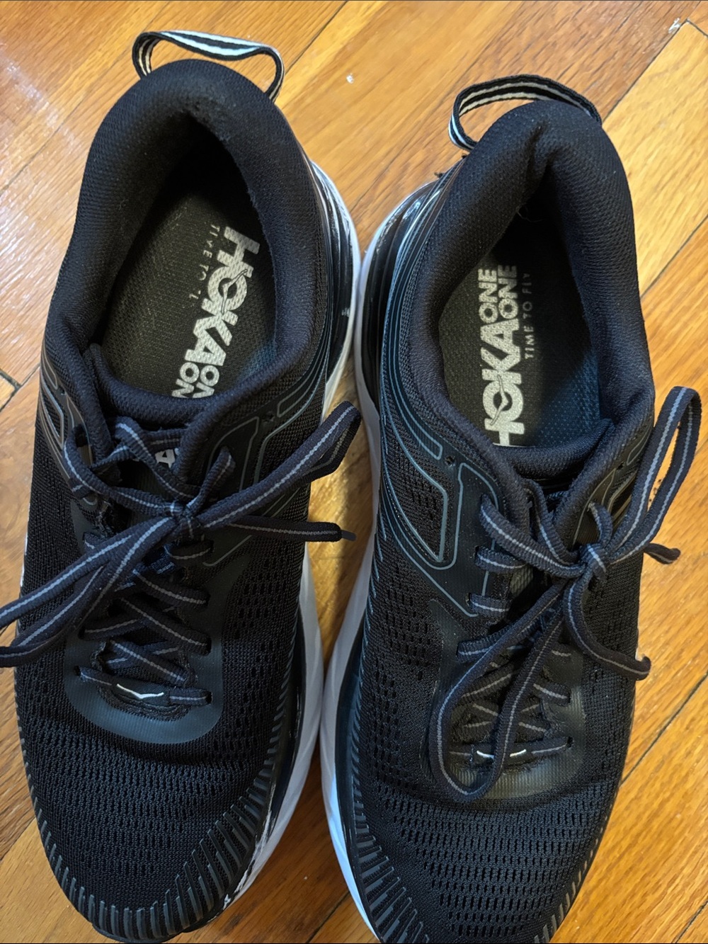Hoka Bondi 7 Black & White Women’s Running Sneakers - Picture 5 of 9